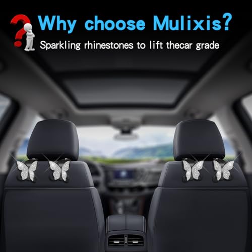 2 Pack Butterfly Bling Car Seat Headrest Hooks for Purses and Bags Aesthetic Design Car Hooks Rhinestones Hanger for Car Back Seat Organizer Storage Hook Bling Black Car Accessories for Women
