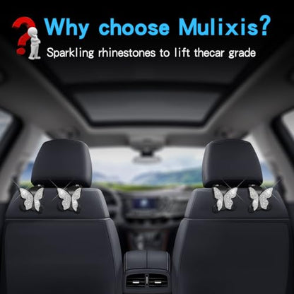 2 Pack Butterfly Bling Car Seat Headrest Hooks for Purses and Bags Aesthetic Design Car Hooks Rhinestones Hanger for Car Back Seat Organizer Storage Hook Bling Black Car Accessories for Women