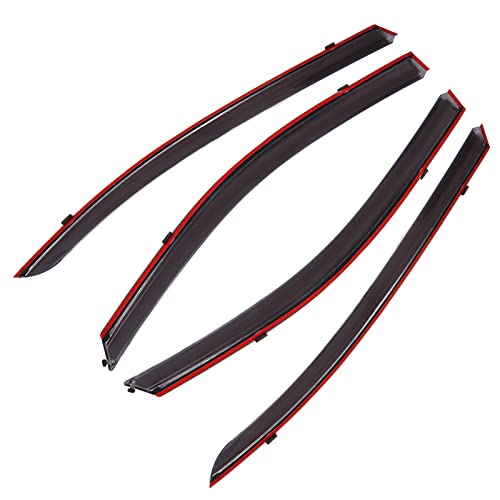 Window Visors Fits 13-17 For Honda For Accord Sedan Polycarbonate Window Visors W/Chrome Trim 4Pc Rain Guard