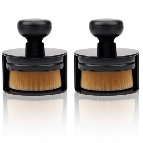 2 PCS Car Tire Shine Applicator Brush, Auto Tire Detail Brushs, Portable Car Tire Brush with Seal Cover Design, High Density Soft Shine Applicator Brushs, for Auto Detailing Cleaning (Brown) - color: Bronze, size: 1 Count (Pack of 2)