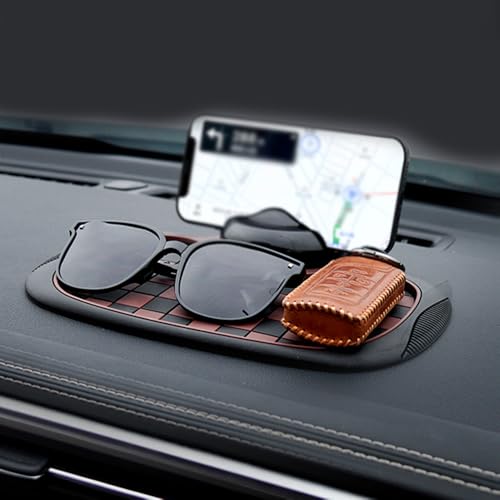 Multifunction Car Anti-Slip Dashboard Mat Sunglasses Holder Rotatable Anti Skid Car Dashboard Pad with Temporary Parking Number 4-in-1 Automobile Dashboard Accessories for Men