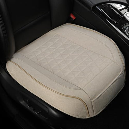 West Llama Linen Front Car Seat Cover Protector Anti-Slip Bottom Seat Cover Fits 95% of Vehicles,Wrapping Around The Bottom,Triangular Pattern(Beige-2Pcs) - color: Triangular Pattern-Beige, size: 2pc