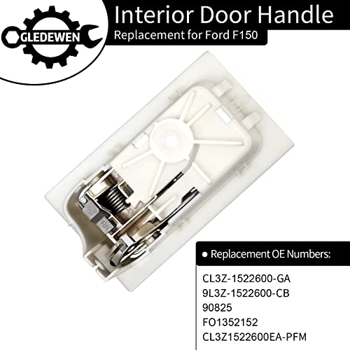 Gledewen Interior Door Handle, Compatible with 2009-2014 Ford F150, Front/Rear Inside Right Passenger Side | CL3Z-1522600-GA 9L3Z-1522600-CB 90825 | Chrome Lever Gray Housing Inner Handle - color: Chrome Inner Right