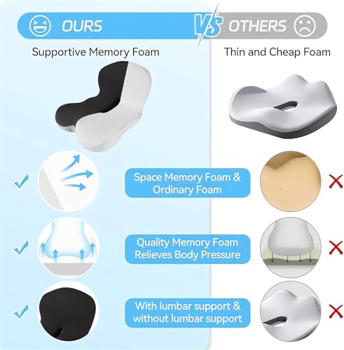 Memory Foam L-Shaped Integrated Seat Cushions for Car Truck Driver Ergonomic L Shape Lumbar Cushion Sciatica Back Pain Relief Office Chair Butt and Back Support Pillow Long Driving Booster Seat (B1) - color: B1