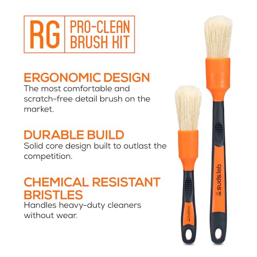 Suds Lab Detailing Brush with Rubberized Bristles, Car Detailing Wheel Brush Rim Cleaner 2 Pack