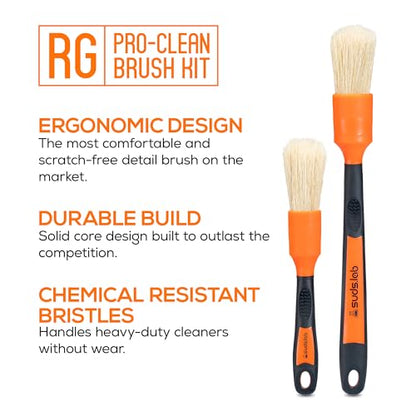 Suds Lab Detailing Brush with Rubberized Bristles, Car Detailing Wheel Brush Rim Cleaner 2 Pack