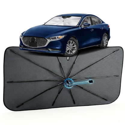 Car Windshield Sun Shade for Mazda 3 2014-2026 –[Reflective Coated Fabric] Sunshade Umbrella for Front Window, Car Shades Sun Visor Keep Car Cool and Protects Interior, 1:1 Exact Fit - size: For Mazda 3 2014-2026