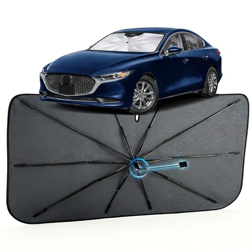 Car Windshield Sun Shade for Mazda 3 2014-2026 –[Reflective Coated Fabric] Sunshade Umbrella for Front Window, Car Shades Sun Visor Keep Car Cool and Protects Interior, 1:1 Exact Fit - size: For Mazda 3 2014-2026