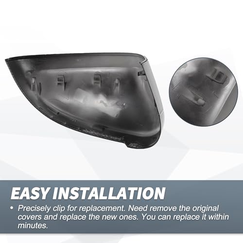 X AUTOHAUX Pair Car Rear View Driver Passenger Side Mirror Cover Cap Replacement Black Carbon Fiber for Audi A4 A5 S4 S5 RS5 Mirror Guard Covers Exterior Decoration Trims