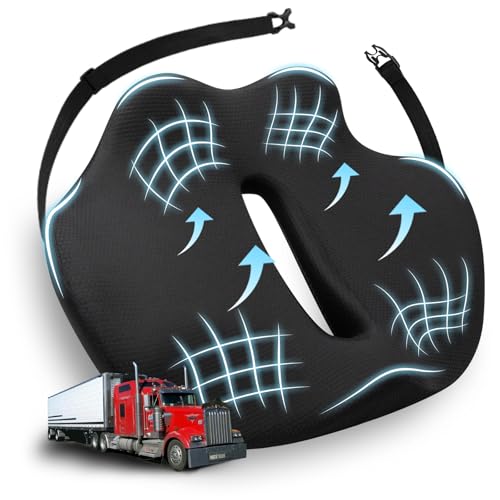 X-Large Seat Cushion for Truck Driver, Upgraded Cushion for Back Support and Pain Relief, Memory Foam with Non-Slip Washable Cover, Relieves Long-Term Truck Sitting and Pain Black - size: X-Large-Black