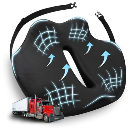 X-Large Seat Cushion for Truck Driver, Upgraded Cushion for Back Support and Pain Relief, Memory Foam with Non-Slip Washable Cover, Relieves Long-Term Truck Sitting and Pain Black - size: X-Large-Black