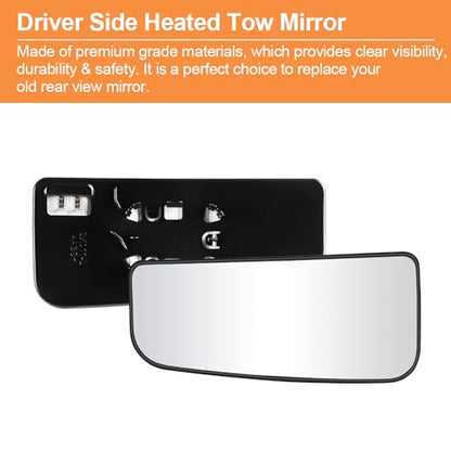 Senzeal Driver Side Heated Lower Mirror Glass Replacement for Ford F150 Truck 2015-2020 Ford F250 F350 Super Duty F450 F550 Truck 2017-2022 Towing Mirror FL3Z17K707V (Left Side) - size: Driver Lower Side (Left)