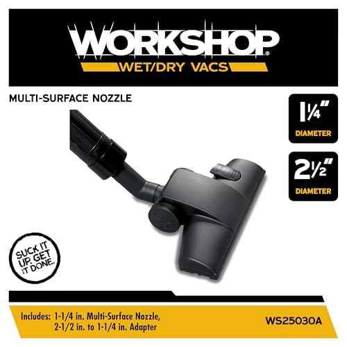 WORKSHOP Wet/Dry Vacs Shop Vacuum Accessories WS25030A Carpet and Hard Floor Nozzle Vac Attachment for Wet Dry Vacuum Cleaners, Fits Most 1-1/4-inch and 2-1/2-inch Extension Wands