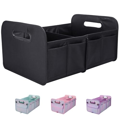 titiyiof Trunk Organizer For Suv & Sedan,Car Organizers and Storage, Waterproof Collapsible & Adjustable Straps,35L Sturdy Car Organization for Car Accessories, Tools,Sundries,2 Compartment（Black） - color: Black, size: Medium (35L)