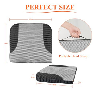 kingphenix Premium Car Seat Cushion, Memory Foam Driver Seat Cushion to Improve Driving View- Coccyx & Lower Back Pain Relief - Seat Cushion for Car, Truck, Office Chair (4D Mesh Gray & Black) - color: 4d Mesh Gray & Black