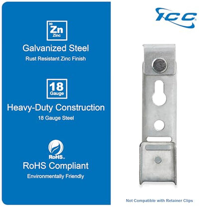 ICC Ceiling Mount J Hook 3/4” Without Retainer Clip - Galvanized Steel Cable Management Hooks for Hanging Cable - Rust-Resistant, EIA and TIA Compliant - 3/4 Inch 25 Pack - size: 3/4 in, style: Ceiling Mount