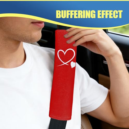 Craedli 2PCS Heart-Shaped Car Seat Belt Covers, Comfortable Auto Seat Shoulder Strap Pads Protect Neck, Cute Soft Vehicle Safe Harness Pad for Most Cars (Red) - color: Red
