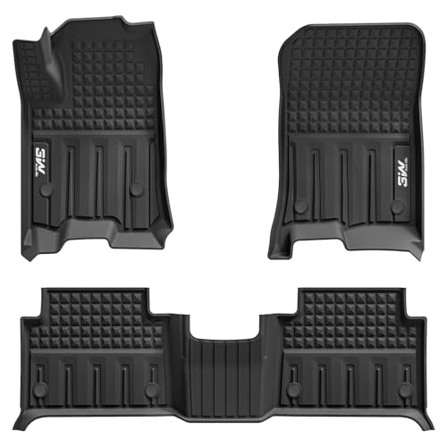 3W Floor Mats for Chevrolet Chevy Colorado/GMC Canyon Crew Cab 2023-2025 2026, All Weather TPE Custom Fit Floor Mats for Cars, 1st and 2nd Row Car Floor Mats, Black - size: Chevy Colorado 2023-2026 Floor Mats
