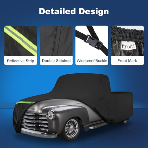QUNSUNUS Car Cover for Chevy 3100 2 Door 1946-1957, Waterproof 3100 Car Covers with Cotton Lining, 3100 Truck Cover with Straps and Zipper for Wind, Sun and Dust Protection - size: for Chevy 3100 1946-1957