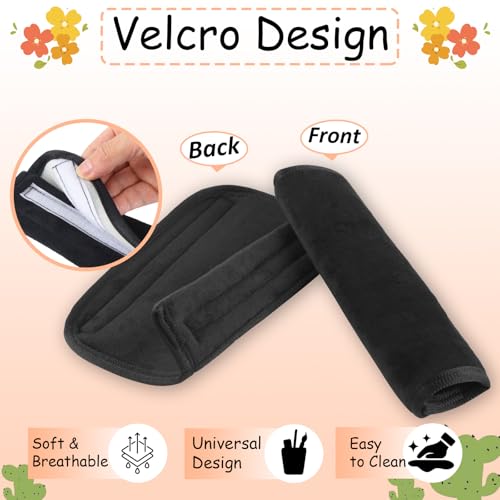 Guirnd 2 Pack Car Seat Strap Pads, Universal Soft Car Seat Strap Covers for Baby Toddler Kids, Car Seat Shoulder Strap Pads for Stroller, Pushchair, High Chair (Black)