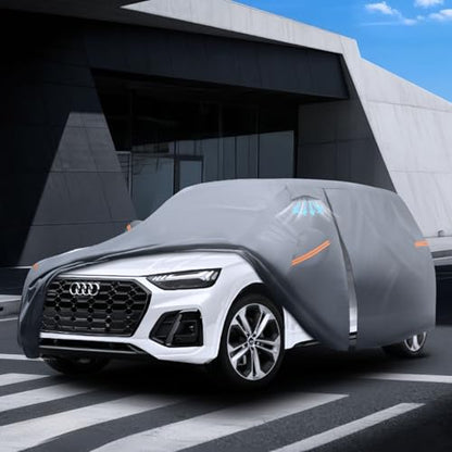Waterproof Audi Q5(2008-2026) Car Cover with Breathable Vents, [2025 Upgrade] Premium Covers with Cotton Liner and Zipper Door,Sun Rain Snow Dust Uv Protection.(Gift with Towel) - color: SUV Car Cover, size: Custom Fit Audi Q5+Towel+Bag