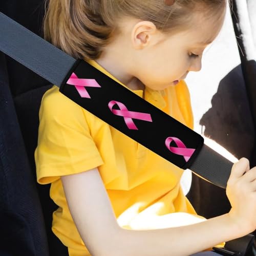 Women's Car Belt Covers, Breast Cancer Awareness Ribbons Black Fashion Cushion Pad Car Shoulder Strap Harness Pad - color: Color347