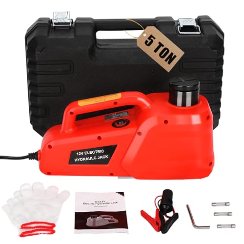 Trihelper Electric Car Jack 5 Ton 12V Hydraulic Jack Portable Car Lift Floor Jack Stand for Sedans SUV MPV Sedan Truck Change Tires Garage Repair Roadside Emergency Kit - color: Red Jack Only