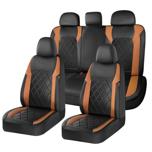 Coverado Car Seat Covers, Seat Covers Full Set, 5 Seats Automotive Seat Cover, Mesh Breathable Seat Protectors, Universal Fit for Most Cars - color: Black_Brown, size: FullSet
