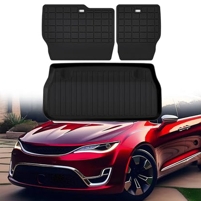 Cargo Mat for 2017-2025 2026 Chrysler Pacifica Fuel & Hybrid with Backrest Mat,TPE All Weather Protection Car Trunk Mat Covering The Backrest Mat with Velcro Fastener Accessories - size: For 2017-2026 Pacifica Cargo Mat