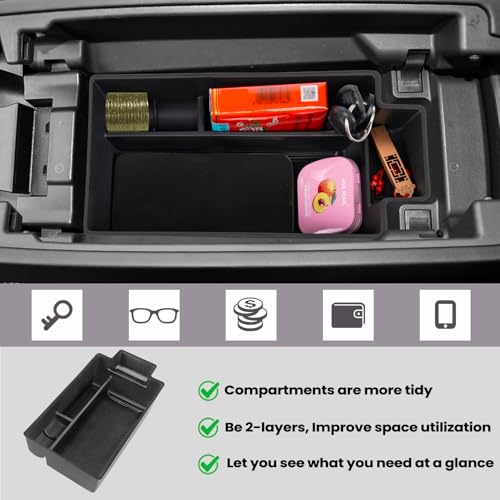 Center Console Organizer Compatible with Nissan Rogue 2021 2022 2023 2024 2025 2026 Armrest Storage Box Insert Tray Interior Secondary Accessories(Armrest Storage Tray) - size: 1PCS Armrest Storage Tray