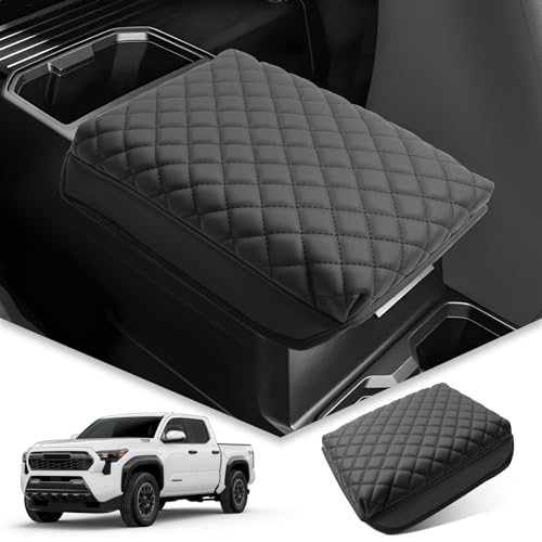 BIBIBO for 2025 2026 Toyota Tacoma Accessories Center Console Cover 2024-2026 Toyota Tacoma Armrest Cover 2024 Tacoma Console Lid 2024 2025 2026 Toyota Tacoma Arm Rest Pad Seat Box Cover - color: Black-B for 2024-2026 Toyota Tacoma