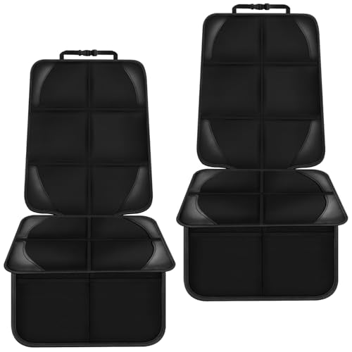 Bacgnyer Car Seat Protector, 2 Pack Carseat Seat Protectors with Thick Padding and Non-Slip Backing, Waterproof 600D Fabric Car Seat Cover for Baby Child Car Seats with 2 Mesh Pockets - color: Basic Black 2PCS