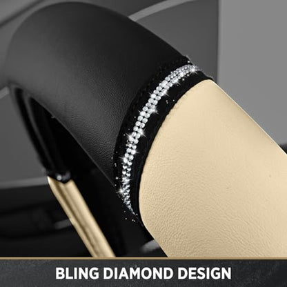 Road Comforts Leather Steering Wheel Cover - Made with PVC Leather - Anti-Slip, Universal Fit 14 1/2 inches to 15 inches - Milky White - color: Milky White