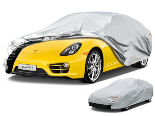 GUNHYI 6 Layers Car Cover for Coupe Sports Waterproof All Weather, Heavy Duty Full Exterior Cover Suitable for Audi TT, BMW Z4, Subaru BRZ, Porsche 718 Boxster Cayman etc. Size A2 (See Size Chart) - color: Silver, size: A2-see Vehicle Size Chart