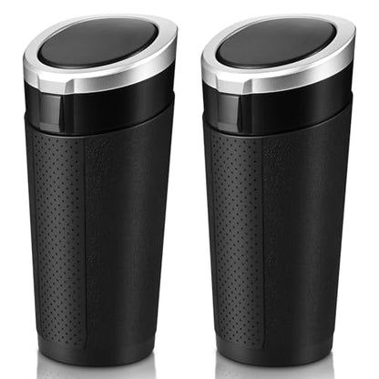 Car Trash Can Bin with Lid, 2 Packs Mini Leakproof Garbage Can for Vehicle, Cup Holder Trash Can, Small Trash Bin for Cars, Home, Bedroom, Office (Silver) - color: Silver 02