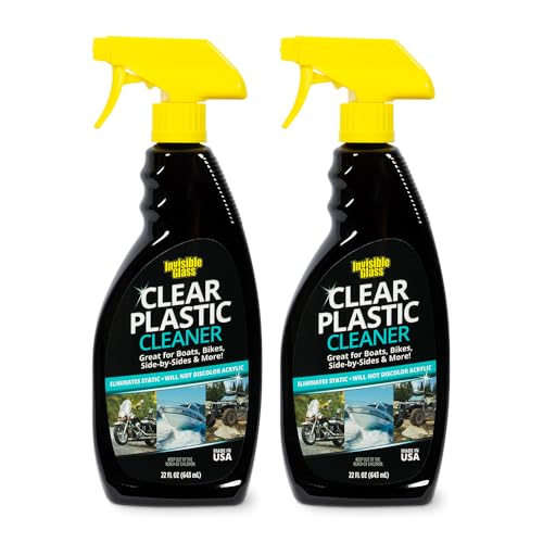 Invisible Glass 92084-2PK Clear Plastic Cleaner for Cars, Motorcycles, RVs, Boats, Helmet Visors, Golf Carts, Acrylic and Vinyl Windows, Streak-Free, Haze-Free, Removes Static, 22 Fl Oz, Pack of 2 - size: 1 Count (Pack of 2)