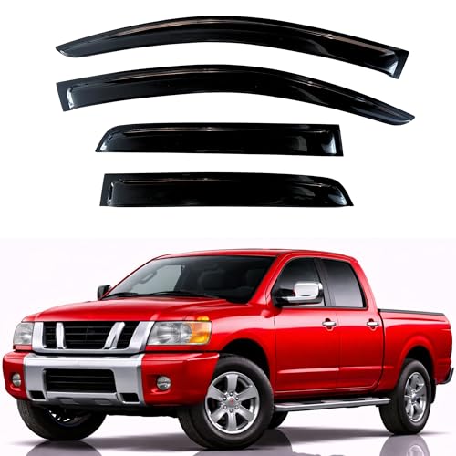 KPY Rain Guards Fit for 2004-2015 Nissan Titan Crew Cab, Out-Channel Window Visors Vent Wind Deflectors 4PC, Truck Accessories for 04-15 Titan Crew Cab (Full-Size Cabs) - size: 2004-2015 Titan Crew Cab