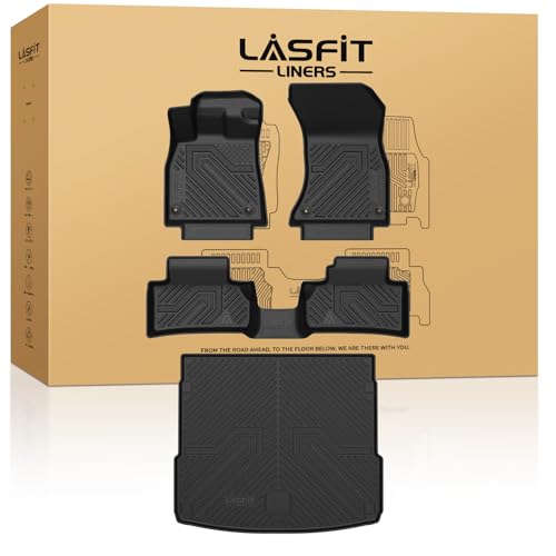 LASFIT Floor Mats & Cargo Mat for Audi Q5/SQ5 2018-2025 (Include Sportback 2021-2025), TPE All Weather Protection Custom Fit 1st & 2nd Row Floor Liners for Audi Automotive Accessories, Black - size: 2018-2025|For Audi Q5 SQ5|FullSets
