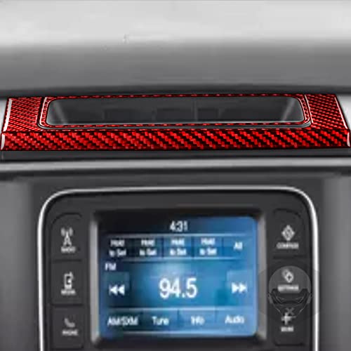 Top Panal of Center Console Navigation GPS Radio Panel Trim Interior Accessories Compatible with Dodge Ram 1500/2500/3500 2013 2014 2015 2016 2017 2018 Red Real Carbon Fiber - color: Red 9