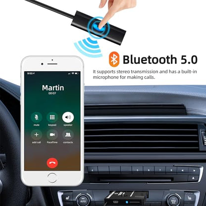 Car Audio Bluetooth 5.0 Cassette Receiver,Cassette Bluetooth Adapter for Car Tape Player, Hands-Free Calling, Stereo Two-Channel, Compatibility with Smartphones, Tablets, MP3, Black