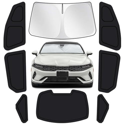 for KIA K5 2021-2024 Car Window Shades, 8pcs Privacy Sun Shade Set for Front Windshield Side and Rear Windows, Full Window Covers Keeps Vehicle Cool for Camping Napping - size: fit for KIA K5 2021-2024