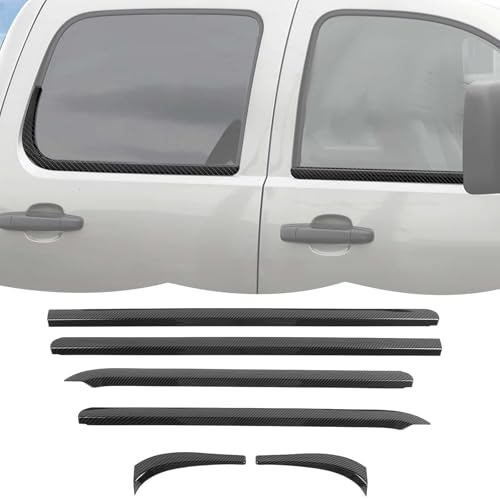 RT-TCZ Window Trim Strip Cover Window Molding Trim Cover Decoration Exterior Accessories for Chevy Avalanche/Suburban/Tahoe/Silverado 2007-2013,for GMC Yukon/Sierra 2007-2013 (Black Carbon Fiber) - color: Black Carbon Fiber