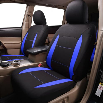 Flying Banner Car Seat Covers Full Set Front Seats and Rear Bench Polyester car seat Protectors Black Gray Purple airbag Compatible Rear Bench Split (Black Blue) - color: Black Blue