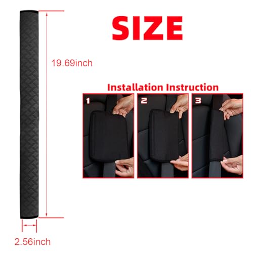 2PCS Car Seatbelt Cover, Soft Leather Vehicle Safety Seat Belt Cushion, 19.7 Inch Comfortable Auto Shoulder Neck Chest Protection Pads Accessories, Universal for Most Cars (Black) - color: Black/19 inches