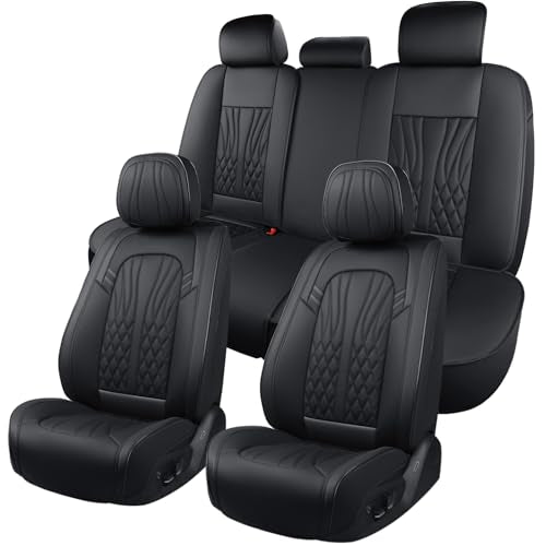 MINGBRON Leather Seat Covers,Car Seat Protector Waterproof,Seat Covers Full Set, Car Seat Protectors 5 Seats,Automotive Seat Covers Fit for Most Cars Black - color: Full Black, size: 5 Seat Covers (Front & Rear)