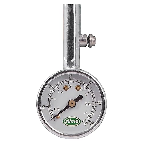 Slime 20048 Dial Gauge, Analogue, Mini, 5-60 psi with Bleeder Valve - size: Mini, style: Analogue