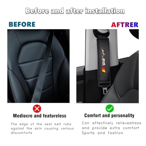2Pcs Carbon Fiber Leather Seat Belt Cushions Shoulder Pad Soft for Toyota Tacoma 4Runner Tundra Rav4 Highlander TRD car Accessories,Car Seat Belt Pads Safety Belt Cover Pad (4X4) - color: 4X4