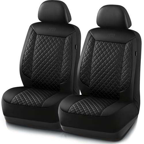 Skechers Car Seat Covers,Piping Luxury Faux Seat Covers,Waterproof Anti Slip Car Seat Protector Front Seats,Car Accessories Airbag Universal Fit for 95% Cars,Vans,Trucks,SUV,Black - color: Black and Black, size: Front Only