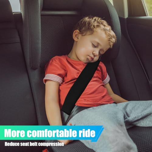 2PCS Long Car Seat Belt Cover Pads, Soft Mesh Seatbelt Shoulder Strap Protector Pad for Comfort Driving, Breathable Car Seat Belt Pad Harness Cushion Protect Your Neck and Shoulder (Black) - color: Black