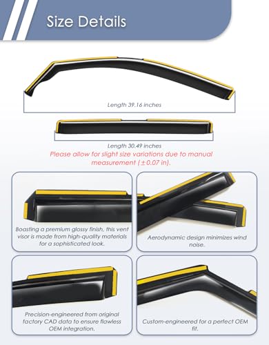 in-Channel Window Rain Guard for Fit for Volkswagen Tiguan 2018-2024 Rain Guards Side Window Visors Low Profile Vent Visor Window Deflectors Vent Shades Car Accessories - size: 2018-2024 Volkswagen Tiguan